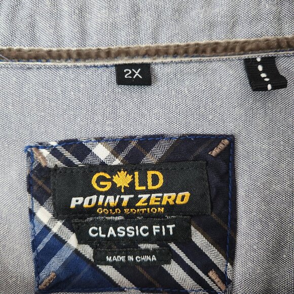 Point Zero Gold Collection Shirt 2XL Blue Black Plaid Snap Front 100% Cotton - Picture 9 of 11